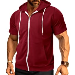 New 2026 Men's Casual Sweatshirts Short Sleeve Hoodies JacketS Solid Slim Zip Man SportS Tops Comfotable Outdoor Clothes for Men