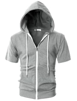 New 2026 Men's Casual Sweatshirts Short Sleeve Hoodies JacketS Solid Slim Zip Man SportS Tops Comfotable Outdoor Clothes for Men
