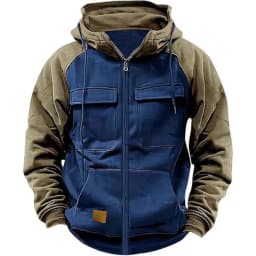 Men Hoody Sweatshirts Spring Autumn Zip Collar Pocket Long Sleeve Loose Cardigan Hooded Coats YZXFS-W2002
