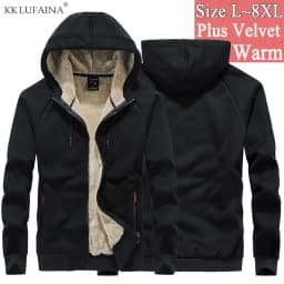 Mens Cotton Winter Super Warm Coats Thicken Fleece Streetwear Hip Hop Hoodies Sweatshirts Men Wool Sportswear Sudadera 7XL 8XL