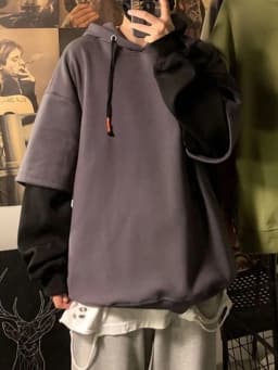 Loose Fit Hoodie Sweatshirt Men's Teenage American Retro Style Fleece Lined Wear Resistant Warm Casual Outerwear