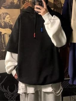 Loose Fit Hoodie Sweatshirt Men's Teenage American Retro Style Fleece Lined Wear Resistant Warm Casual Outerwear