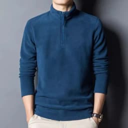 Men's Fleece Lined Zipper High Collar Sweatshirt Thermal Base Layer Loose Inner Wear Cotton Polyester Long Sleeve Autumn Wint...