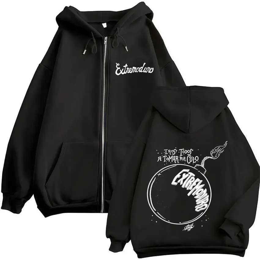 Extremoduro Tour 2025 Album Zipper Hoodies Unisex Rock Hip Hop Pop Music Zip Up Sweatshirt Casual Loose Long Sleeve Jacket Hoody