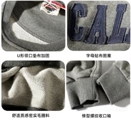2021 Autumn Winter New Pullover Hoodies Men's Fashion Long-sleeved O-neck Versatile Wash Terry Fabric Letter Sticker Sweatshirts