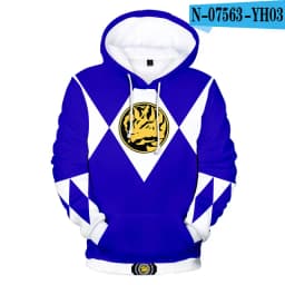 Coats Anime Mighty Morphin Cosplay Costume Hoodies 3D Printed Stand Collar Zipper Jacket Sportswear Sweatshirt