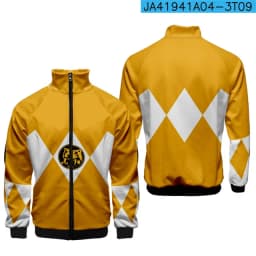 Coats Anime Mighty Morphin Cosplay Costume Hoodies 3D Printed Stand Collar Zipper Jacket Sportswear Sweatshirt