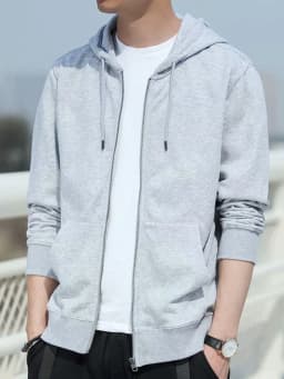 Men's Loose Fit Zipper Hoodie Sweatshirt Spring Autumn Casual Wear Resistant Durable Fashionable Hooded Jacket