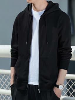 Men's Loose Fit Zipper Hoodie Sweatshirt Spring Autumn Casual Wear Resistant Durable Fashionable Hooded Jacket