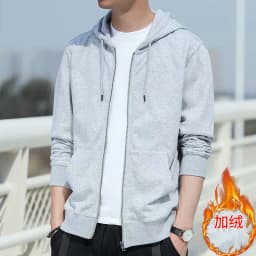 Men's Loose Fit Zipper Hoodie Sweatshirt Spring Autumn Casual Wear Resistant Durable Fashionable Hooded Jacket