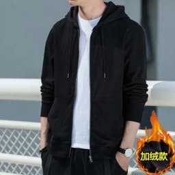 Men's Loose Fit Zipper Hoodie Sweatshirt Spring Autumn Casual Wear Resistant Durable Fashionable Hooded Jacket