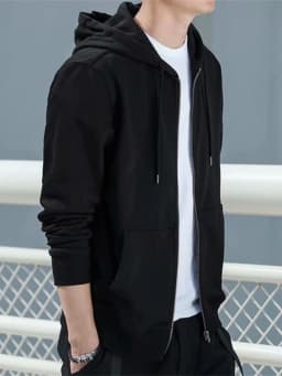 Men's Loose Fit Zipper Hoodie Sweatshirt Spring Autumn Casual Wear Resistant Durable Fashionable Hooded Jacket