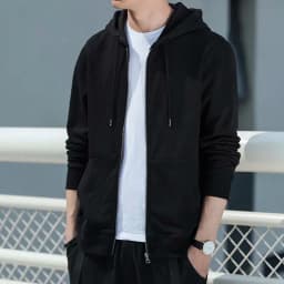 Men's Loose Fit Zipper Hoodie Sweatshirt Spring Autumn Casual Wear Resistant Durable Fashionable Hooded Jacket