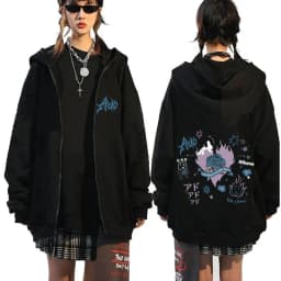 Ado World Tour 2025 Hibana Zipper Hoodie Men Women Fashion Japanese Cartoon Manga Style Zip Up Jacket Unisex Casual Sweatshirt