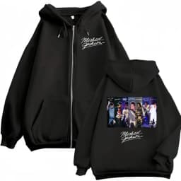 Vintage Classic Michael Jackson Graphic Zipper Hoodie Men's Women Rock Fashion Zip Up Sweatshirts Casual Loose Fleece Pullovers