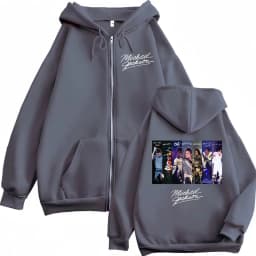 Vintage Classic Michael Jackson Graphic Zipper Hoodie Men's Women Rock Fashion Zip Up Sweatshirts Casual Loose Fleece Pullovers