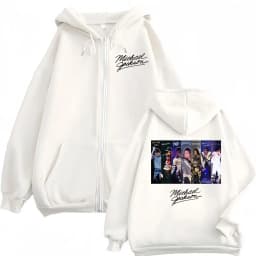 Vintage Classic Michael Jackson Graphic Zipper Hoodie Men's Women Rock Fashion Zip Up Sweatshirts Casual Loose Fleece Pullovers