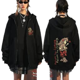 Korn Rock Band Ftl 25 Follow The Leader Zipper Hoodie Men Women Gothic Casual Zip Up Hoodies Men's Vintage Graphic Zip Up Jacket