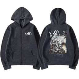 Korn Rock Band Ftl 25 Follow The Leader Zipper Hoodie Men Women Gothic Casual Zip Up Hoodies Men's Vintage Graphic Zip Up Jacket