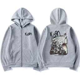 Korn Rock Band Ftl 25 Follow The Leader Zipper Hoodie Men Women Gothic Casual Zip Up Hoodies Men's Vintage Graphic Zip Up Jacket