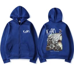 Korn Rock Band Ftl 25 Follow The Leader Zipper Hoodie Men Women Gothic Casual Zip Up Hoodies Men's Vintage Graphic Zip Up Jacket
