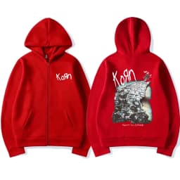 Korn Rock Band Ftl 25 Follow The Leader Zipper Hoodie Men Women Gothic Casual Zip Up Hoodies Men's Vintage Graphic Zip Up Jacket