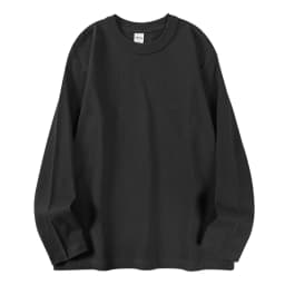 400g Heavyweight 100%Cotton Long Sleeve T-Shirt for Men, Autumn and Winter White Base Layer, Men's Three-Needle Thick Sweatshirt
