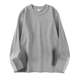 400g Heavyweight 100%Cotton Long Sleeve T-Shirt for Men, Autumn and Winter White Base Layer, Men's Three-Needle Thick Sweatshirt