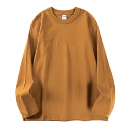 400g Heavyweight 100%Cotton Long Sleeve T-Shirt for Men, Autumn and Winter White Base Layer, Men's Three-Needle Thick Sweatshirt