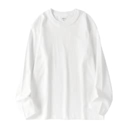 400g Heavyweight 100%Cotton Long Sleeve T-Shirt for Men, Autumn and Winter White Base Layer, Men's Three-Needle Thick Sweatshirt
