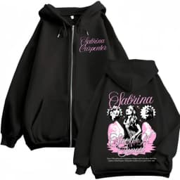 Singer Sabrina Carpenter Print Zipper Hoodies Fashion Vintage Zip Up Jacket Sweatshirts Men Women Casual Loose Fleece Pullovers