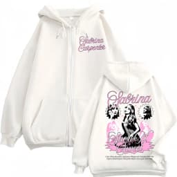 Singer Sabrina Carpenter Print Zipper Hoodies Fashion Vintage Zip Up Jacket Sweatshirts Men Women Casual Loose Fleece Pullovers