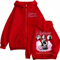 Singer Sabrina Carpenter Print Zipper Hoodies Fashion Vintage Zip Up Jacket Sweatshirts Men Women Casual Loose Fleece Pullovers