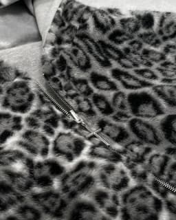 American Vintage Y2K Reversible Leopard Print Hoodie womens mens Gray Zipper Sweatshirt with Faux Fur Lining Streetwear