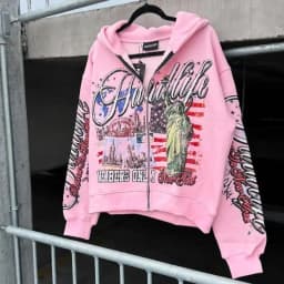 Retro letter printing zipper sweatshirt jacket casual men and women fashion personality design hoodie Y2K hip-hop streetwear
