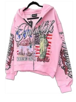 Retro letter printing zipper sweatshirt jacket casual men and women fashion personality design hoodie Y2K hip-hop streetwear