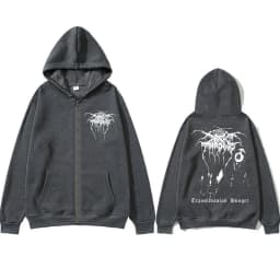 Darkthrone Transilvanian Hunger Album Zipper Hoodies Death Black Metal Rock Band Harajuku Sportwear Men's Gothic Tracksuit Coats
