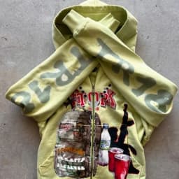 Sweatshirt jacket zipper hoodie yellow letters cartoon fashionable versatile retro top y2k high street men and women same style