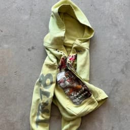 Sweatshirt jacket zipper hoodie yellow letters cartoon fashionable versatile retro top y2k high street men and women same style