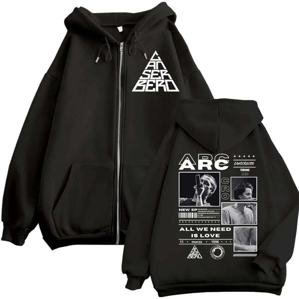 Canserbero All We Need Is Love Muerte Vida Merch Zipper Hoodie Men's Fashion Hip Hop Zip Up Sweatshirts Casual Fleece Pullovers
