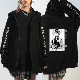 Japanese Anime My Hero Academia Outerwear Zipper hoodies Women Kawaii Bakugou Katsuki Loose Casual Coat Zipper jacket coats