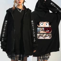 Japanese Anime My Hero Academia Outerwear Zipper hoodies Women Kawaii Bakugou Katsuki Loose Casual Coat Zipper jacket coats