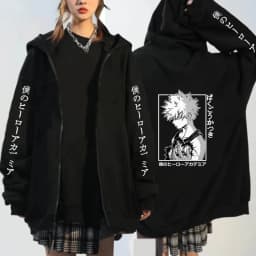Japanese Anime My Hero Academia Outerwear Zipper hoodies Women Kawaii Bakugou Katsuki Loose Casual Coat Zipper jacket coats