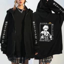 Japanese Anime My Hero Academia Outerwear Zipper hoodies Women Kawaii Bakugou Katsuki Loose Casual Coat Zipper jacket coats