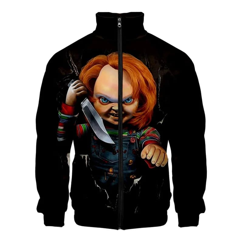Coats Horror Movie Chucky Stand Collar Jackets Seed of Chucky Sweatshirt Cosplay Costume Long Sleeve Zipper Hoodies