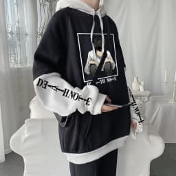 Anime Death Note L Lawliet Kawaii Cartoon Printed Hoodies Horror Manga Streetwear Long Sleeve Harajuku Men Winter Sweatshirts