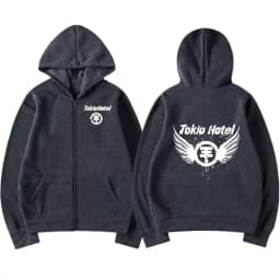 Germany Rock Band Tokio Hotel Logo Print Zipper Hoodies Men's Clothing Fashion Casual Zip Up Sweatshirt Punk Oversized Hoodie