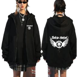 Germany Rock Band Tokio Hotel Logo Print Zipper Hoodies Men's Clothing Fashion Casual Zip Up Sweatshirt Punk Oversized Hoodie