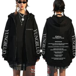 Singer Yungblud Black Hearts Club Zipper Hoodie Male Fleece Cotton Zip Up Hoodies Men Women Rock Vintage Oversized Zip Up Jacket