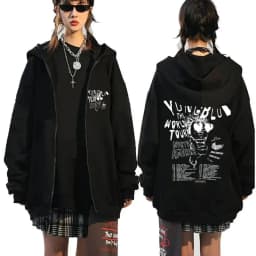 Singer Yungblud Black Hearts Club Zipper Hoodie Male Fleece Cotton Zip Up Hoodies Men Women Rock Vintage Oversized Zip Up Jacket